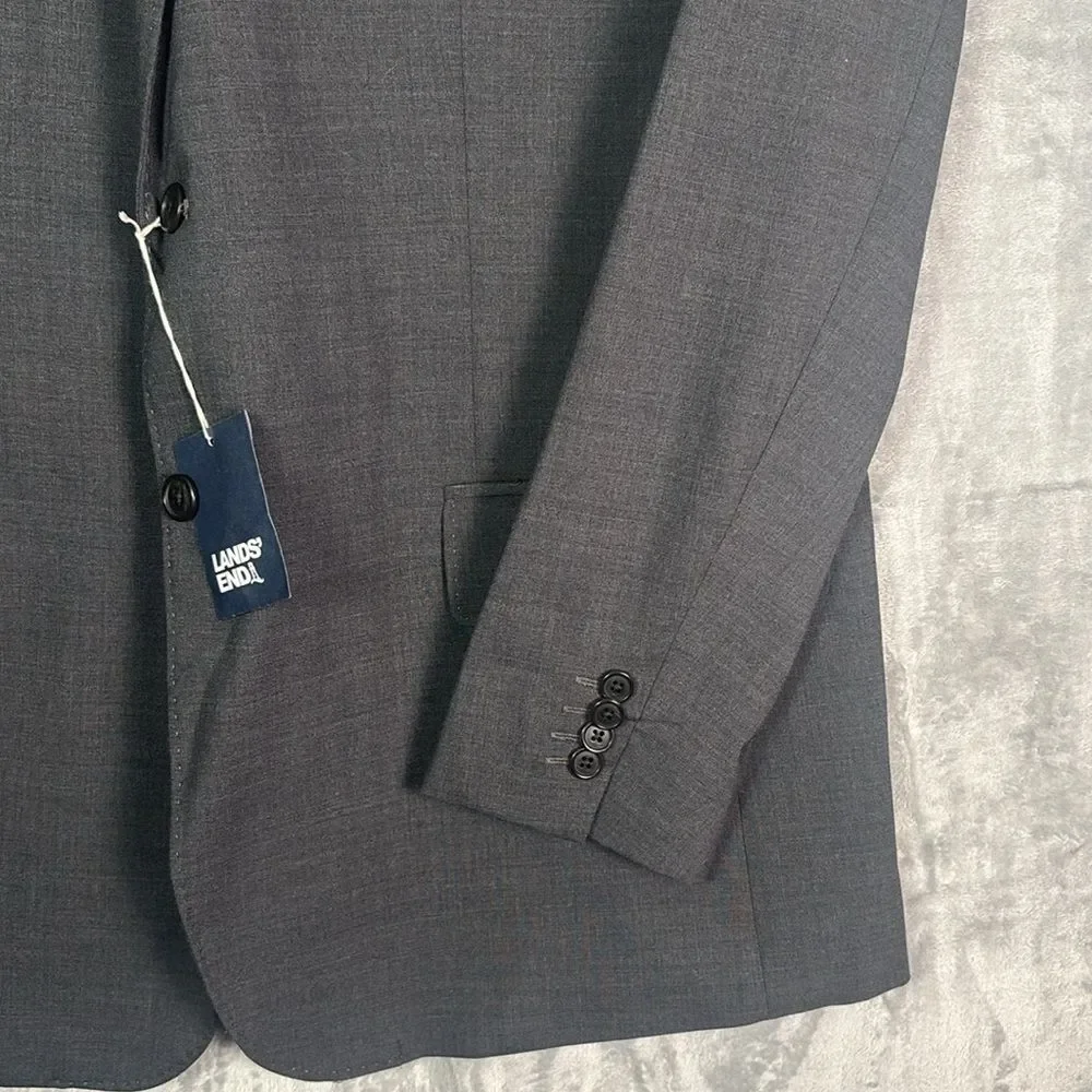 New Lands End Men’s Gray Wool Blend Medium Weight Blazer Size 44 Reg